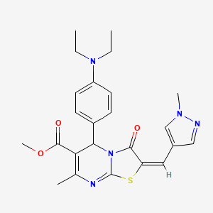 methyl (2E)-5-[4-(diethylamino)phenyl]-7-methyl-2-[(1-methyl-1H-pyrazol-4-yl)methylidene]-3-oxo-2,3-dihydro-5H-[1,3]thiazolo[3,2-a]pyrimidine-6-carboxylate