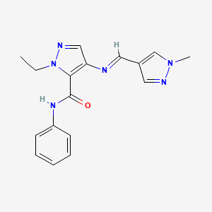 1-ethyl-4-{[(E)-(1-methyl-1H-pyrazol-4-yl)methylidene]amino}-N-phenyl-1H-pyrazole-5-carboxamide