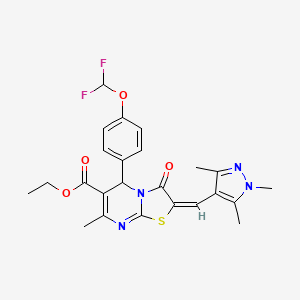 ethyl (2E)-5-[4-(difluoromethoxy)phenyl]-7-methyl-3-oxo-2-[(1,3,5-trimethyl-1H-pyrazol-4-yl)methylidene]-2,3-dihydro-5H-[1,3]thiazolo[3,2-a]pyrimidine-6-carboxylate