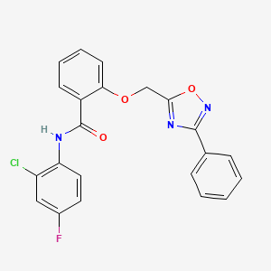 molecular formula C22H15ClFN3O3 B10976591 N-(2-chloro-4-fluorophenyl)-2-[(3-phenyl-1,2,4-oxadiazol-5-yl)methoxy]benzamide 