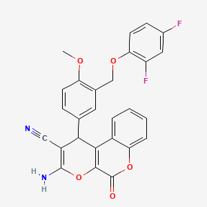 3-Amino-1-{3-[(2,4-difluorophenoxy)methyl]-4-methoxyphenyl}-5-oxo-1,5-dihydropyrano[2,3-c]chromene-2-carbonitrile