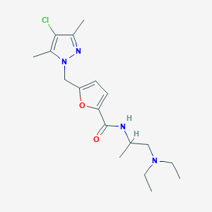 5-[(4-chloro-3,5-dimethyl-1H-pyrazol-1-yl)methyl]-N-[1-(diethylamino)propan-2-yl]furan-2-carboxamide