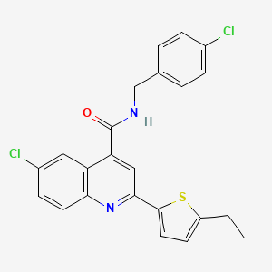 6-chloro-N-[(4-chlorophenyl)methyl]-2-(5-ethylthiophen-2-yl)quinoline-4-carboxamide