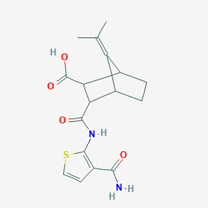 3-[(3-Carbamoylthiophen-2-yl)carbamoyl]-7-(propan-2-ylidene)bicyclo[2.2.1]heptane-2-carboxylic acid