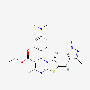 ethyl (2E)-5-[4-(diethylamino)phenyl]-2-[(1,3-dimethyl-1H-pyrazol-4-yl)methylidene]-7-methyl-3-oxo-2,3-dihydro-5H-[1,3]thiazolo[3,2-a]pyrimidine-6-carboxylate