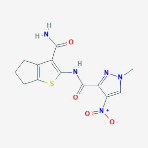 N-(3-carbamoyl-5,6-dihydro-4H-cyclopenta[b]thiophen-2-yl)-1-methyl-4-nitro-1H-pyrazole-3-carboxamide