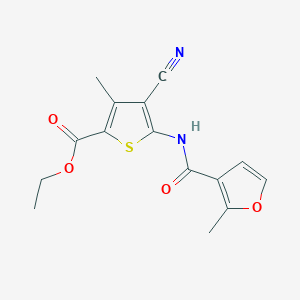 molecular formula C15H14N2O4S B10977282 Ethyl 4-cyano-3-methyl-5-{[(2-methylfuran-3-yl)carbonyl]amino}thiophene-2-carboxylate 