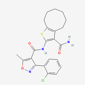 molecular formula C22H22ClN3O3S B10977288 N-(3-carbamoyl-4,5,6,7,8,9-hexahydrocycloocta[b]thiophen-2-yl)-3-(2-chlorophenyl)-5-methyl-1,2-oxazole-4-carboxamide 