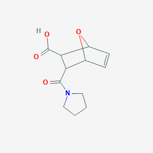 molecular formula C12H15NO4 B10977292 3-(Pyrrolidin-1-ylcarbonyl)-7-oxabicyclo[2.2.1]hept-5-ene-2-carboxylic acid 