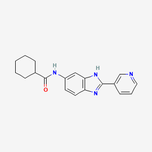 molecular formula C19H20N4O B10977429 N-[2-(pyridin-3-yl)-1H-benzimidazol-5-yl]cyclohexanecarboxamide 