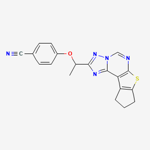 molecular formula C19H15N5OS B10977439 4-[1-(9,10-dihydro-8H-cyclopenta[4,5]thieno[3,2-e][1,2,4]triazolo[1,5-c]pyrimidin-2-yl)ethoxy]benzonitrile 