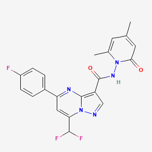 molecular formula C21H16F3N5O2 B10977464 7-(difluoromethyl)-N-(4,6-dimethyl-2-oxopyridin-1(2H)-yl)-5-(4-fluorophenyl)pyrazolo[1,5-a]pyrimidine-3-carboxamide 