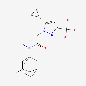 molecular formula C20H26F3N3O B10977474 N-(1-Adamantyl)-2-[5-cyclopropyl-3-(trifluoromethyl)-1H-pyrazol-1-YL]-N-methylacetamide 