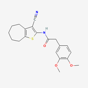 molecular formula C20H22N2O3S B10977487 N-(3-cyano-5,6,7,8-tetrahydro-4H-cyclohepta[b]thiophen-2-yl)-2-(3,4-dimethoxyphenyl)acetamide 