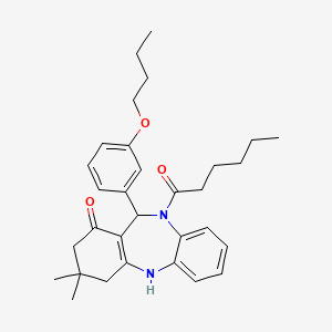 11-(3-butoxyphenyl)-10-hexanoyl-3,3-dimethyl-2,3,4,5,10,11-hexahydro-1H-dibenzo[b,e][1,4]diazepin-1-one