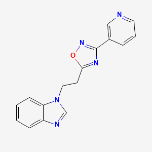 molecular formula C16H13N5O B10977575 1-{2-[3-(pyridin-3-yl)-1,2,4-oxadiazol-5-yl]ethyl}-1H-benzimidazole 