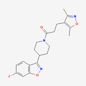 3-(3,5-Dimethyl-1,2-oxazol-4-yl)-1-[4-(6-fluoro-1,2-benzoxazol-3-yl)piperidin-1-yl]propan-1-one