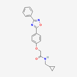 molecular formula C20H19N3O3 B10977744 N-(cyclopropylmethyl)-2-[4-(3-phenyl-1,2,4-oxadiazol-5-yl)phenoxy]acetamide 