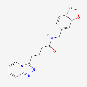 molecular formula C18H18N4O3 B10977781 N-(1,3-benzodioxol-5-ylmethyl)-4-([1,2,4]triazolo[4,3-a]pyridin-3-yl)butanamide 