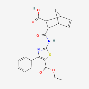 molecular formula C21H20N2O5S B10977823 3-{[5-(Ethoxycarbonyl)-4-phenyl-1,3-thiazol-2-yl]carbamoyl}bicyclo[2.2.1]hept-5-ene-2-carboxylic acid 