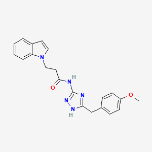 molecular formula C21H21N5O2 B10977866 3-(1H-indol-1-yl)-N-[3-(4-methoxybenzyl)-1H-1,2,4-triazol-5-yl]propanamide 