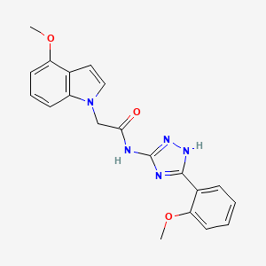 molecular formula C20H19N5O3 B10978071 2-(4-methoxy-1H-indol-1-yl)-N-[3-(2-methoxyphenyl)-1H-1,2,4-triazol-5-yl]acetamide 