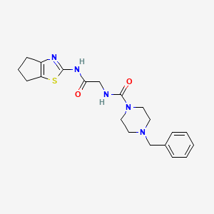 molecular formula C20H25N5O2S B10978313 4-benzyl-N-[2-(5,6-dihydro-4H-cyclopenta[d][1,3]thiazol-2-ylamino)-2-oxoethyl]piperazine-1-carboxamide 