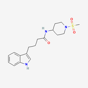 molecular formula C18H25N3O3S B10978571 4-(1H-indol-3-yl)-N-(1-(methylsulfonyl)piperidin-4-yl)butanamide 