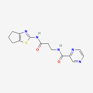 N-(3-((5,6-dihydro-4H-cyclopenta[d]thiazol-2-yl)amino)-3-oxopropyl)pyrazine-2-carboxamide