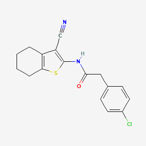 2-(4-chlorophenyl)-N-(3-cyano-4,5,6,7-tetrahydro-1-benzothiophen-2-yl)acetamide