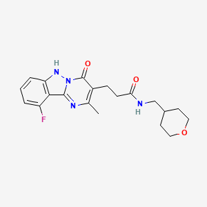 3-(10-fluoro-2-methyl-4-oxo-1,4-dihydropyrimido[1,2-b]indazol-3-yl)-N-(tetrahydro-2H-pyran-4-ylmethyl)propanamide