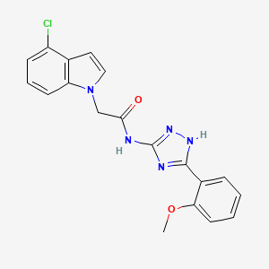 molecular formula C19H16ClN5O2 B10979245 2-(4-chloro-1H-indol-1-yl)-N-[3-(2-methoxyphenyl)-1H-1,2,4-triazol-5-yl]acetamide 