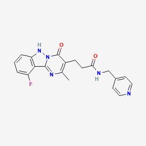 3-(10-fluoro-2-methyl-4-oxo-1,4-dihydropyrimido[1,2-b]indazol-3-yl)-N-(pyridin-4-ylmethyl)propanamide