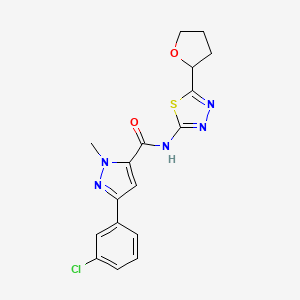 3-(3-chlorophenyl)-1-methyl-N-(5-(tetrahydrofuran-2-yl)-1,3,4-thiadiazol-2-yl)-1H-pyrazole-5-carboxamide