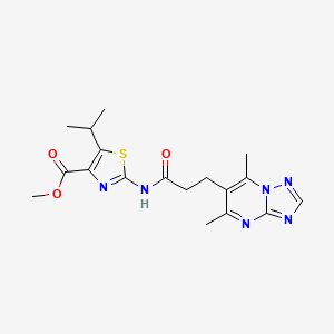 Methyl 2-{[3-(5,7-dimethyl[1,2,4]triazolo[1,5-a]pyrimidin-6-yl)propanoyl]amino}-5-(propan-2-yl)-1,3-thiazole-4-carboxylate