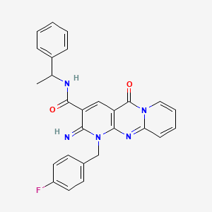 7-[(4-fluorophenyl)methyl]-6-imino-2-oxo-N-(1-phenylethyl)-1,7,9-triazatricyclo[8.4.0.03,8]tetradeca-3(8),4,9,11,13-pentaene-5-carboxamide