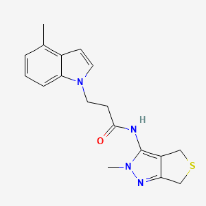 N-(2-methyl-2,6-dihydro-4H-thieno[3,4-c]pyrazol-3-yl)-3-(4-methyl-1H-indol-1-yl)propanamide