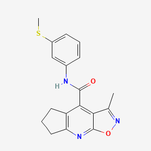 molecular formula C18H17N3O2S B10979416 3-methyl-N-[3-(methylsulfanyl)phenyl]-6,7-dihydro-5H-cyclopenta[b][1,2]oxazolo[4,5-e]pyridine-4-carboxamide 