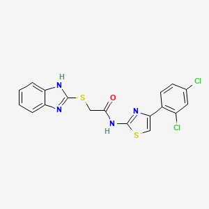 molecular formula C18H12Cl2N4OS2 B10979486 2-(1H-benzimidazol-2-ylsulfanyl)-N-[4-(2,4-dichlorophenyl)-1,3-thiazol-2-yl]acetamide 