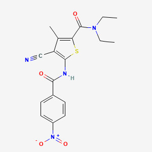 molecular formula C18H18N4O4S B10979521 4-cyano-N,N-diethyl-3-methyl-5-{[(4-nitrophenyl)carbonyl]amino}thiophene-2-carboxamide 