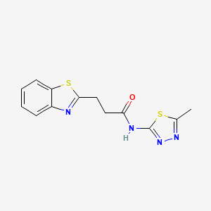 molecular formula C13H12N4OS2 B10979744 3-(1,3-benzothiazol-2-yl)-N-(5-methyl-1,3,4-thiadiazol-2-yl)propanamide 