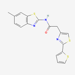 N-(6-methyl-1,3-benzothiazol-2-yl)-2-[2-(thiophen-2-yl)-1,3-thiazol-4-yl]acetamide