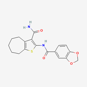 N-(3-carbamoyl-5,6,7,8-tetrahydro-4H-cyclohepta[b]thiophen-2-yl)-1,3-benzodioxole-5-carboxamide