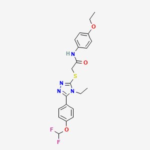 molecular formula C21H22F2N4O3S B10980165 2-({5-[4-(difluoromethoxy)phenyl]-4-ethyl-4H-1,2,4-triazol-3-yl}sulfanyl)-N-(4-ethoxyphenyl)acetamide 