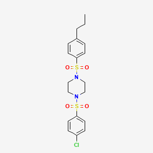 1-[(4-Chlorophenyl)sulfonyl]-4-[(4-propylphenyl)sulfonyl]piperazine