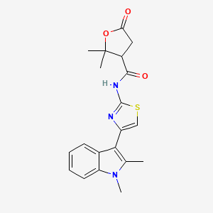 molecular formula C20H21N3O3S B10980359 N-(4-(1,2-dimethyl-1H-indol-3-yl)thiazol-2-yl)-2,2-dimethyl-5-oxotetrahydrofuran-3-carboxamide 