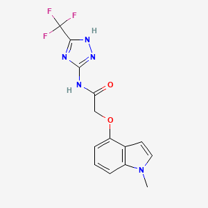 molecular formula C14H12F3N5O2 B10980378 2-[(1-methyl-1H-indol-4-yl)oxy]-N-[3-(trifluoromethyl)-1H-1,2,4-triazol-5-yl]acetamide 