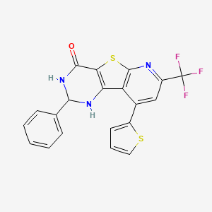 4-phenyl-13-thiophen-2-yl-11-(trifluoromethyl)-8-thia-3,5,10-triazatricyclo[7.4.0.02,7]trideca-1(9),2(7),10,12-tetraen-6-one