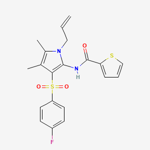 molecular formula C20H19FN2O3S2 B10980473 N-{3-[(4-fluorophenyl)sulfonyl]-4,5-dimethyl-1-(prop-2-en-1-yl)-1H-pyrrol-2-yl}thiophene-2-carboxamide 