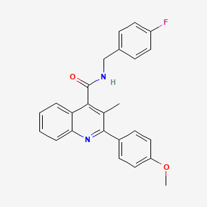 molecular formula C25H21FN2O2 B10980483 N-[(4-fluorophenyl)methyl]-2-(4-methoxyphenyl)-3-methylquinoline-4-carboxamide 